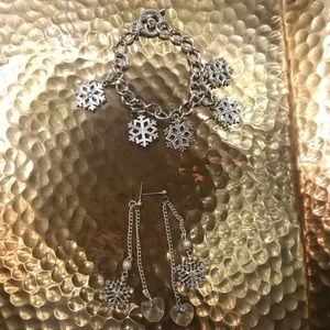 Winter snowflake bracelet and earring set